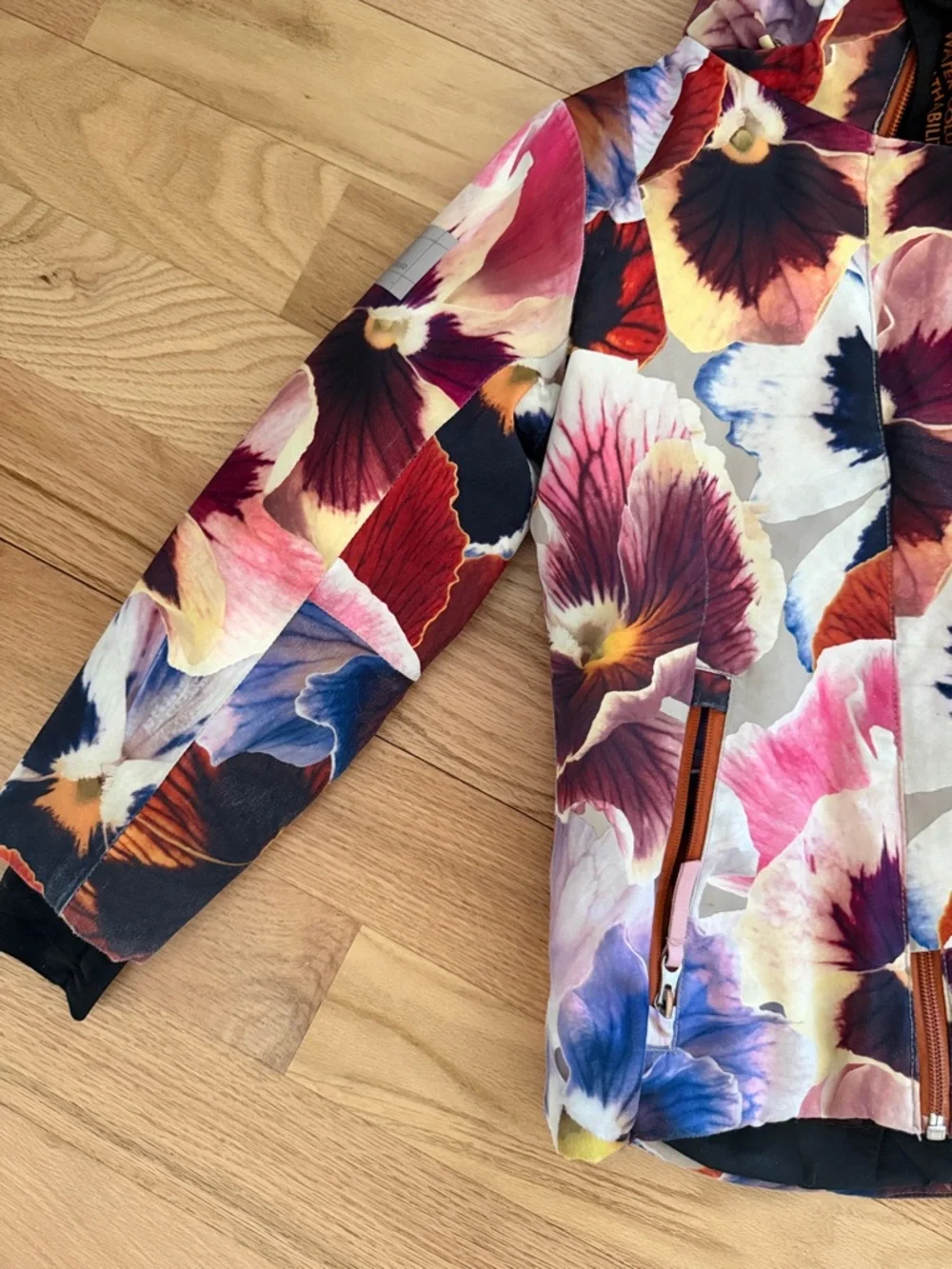 Molo multicolor Floral Pansy Print Hooded Jacket girls sz EUR 122